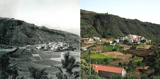 Evolución poblacional de un n�cleo rural desde los a�os sesenta a la actualidad. Las Lagunetas, Gran Canaria (foto: Francisco Rojas Fari�a). 